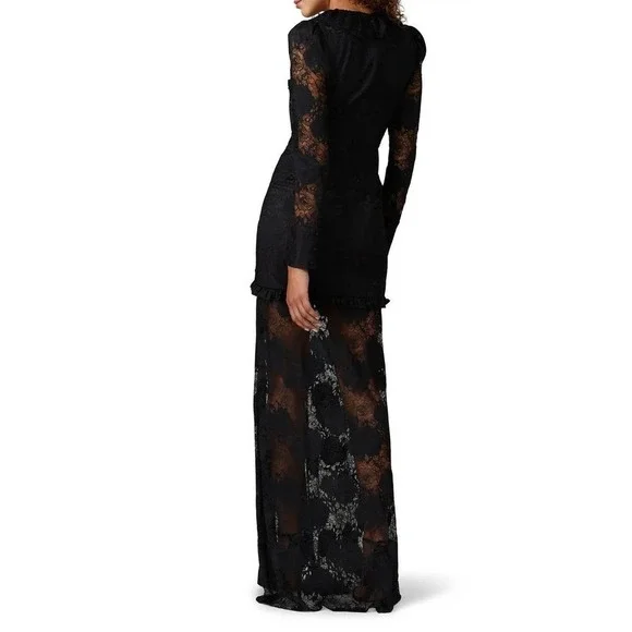 Revolve x ALEXIS‎ Lucasta Lace-Detailed Deep V Maxi Dress Small Whimsical Goth
